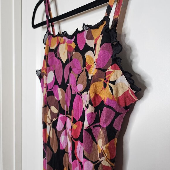 Sangria Y2K pink and black handkerchief hem whimsy silk midi dress size 8 - Picture 7 of 11